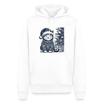 Lustige Katze Weihnachten Retro Vintage Stil - Männer Premium Bio Hoodie - Weiß - Vorne - Nico (187cm)