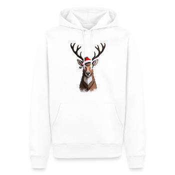 Renne de Noël avec chapeau de Noël - Sweat à capuche Premium bio Homme - blanc - Devant - Nico (187cm)