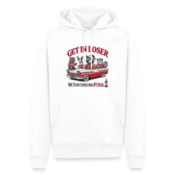 We Turn Christmas Feral - Motifs de Noël amusants - Sweat à capuche Premium bio Homme - blanc - Devant - Nico (187cm)