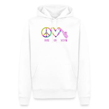 Saxophone Tie Dye Peace Love - Männer Premium Bio Hoodie - Weiß - Vorne - Nico (187cm)