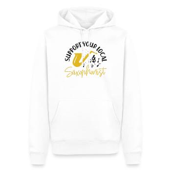 Saxophone Support Your Local - Männer Premium Bio Hoodie - Weiß - Vorne - Nico (187cm)