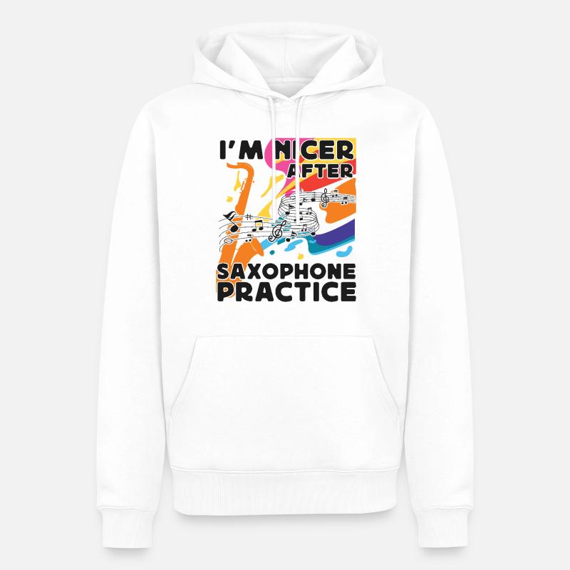 Saxophones I’m Niceer After - Sweat à capuche Premium bio Homme - blanc