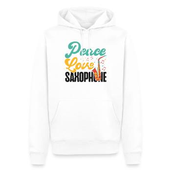 Saxophone Girl Peace Love - Männer Premium Bio Hoodie - Weiß - Vorne - Nico (187cm)