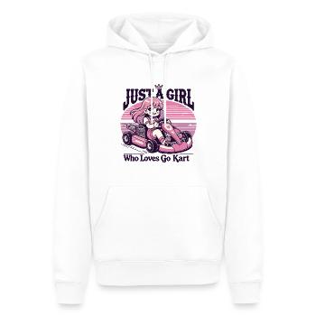 Une fille qui adore le karting - Sweat à capuche Premium bio Homme - blanc - Devant - Nico (187cm)