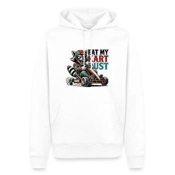 Drôle rétro raton laveur Go-Kart poussière nourriture dire - Sweat à capuche Premium bio Homme - blanc - Devant - Nico (187cm)