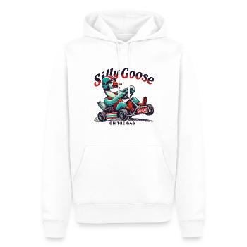 Plaisir du karting avec Silly Goose sur l’accélérateur - Sweat à capuche Premium bio Homme - blanc - Devant - Nico (187cm)
