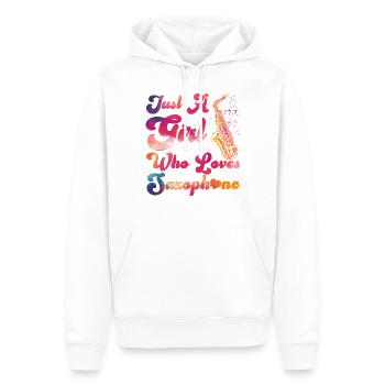 Saxophone Girl Just A Girl Who - Sweat à capuche Premium bio Homme - blanc - Devant - Nico (187cm)
