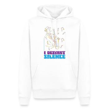 Saxophone I Destroy Silence - Männer Premium Bio Hoodie - Weiß - Vorne - Nico (187cm)