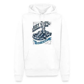 Ein Junge Der Go-Kart Fahren Liebt Vintage Stil - Männer Premium Bio Hoodie - Weiß - Vorne - Nico (187cm)