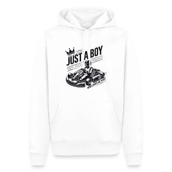 Un garçon qui aime le karting rétro Adventure Design - Sweat à capuche Premium bio Homme - blanc - Devant - Nico (187cm)