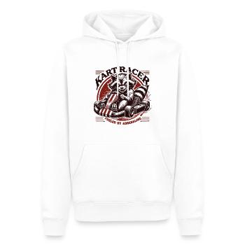 Kartfahrer Waschbär Adrenalin Angetrieben Go-Kart - Männer Premium Bio Hoodie - Weiß - Vorne - Nico (187cm)