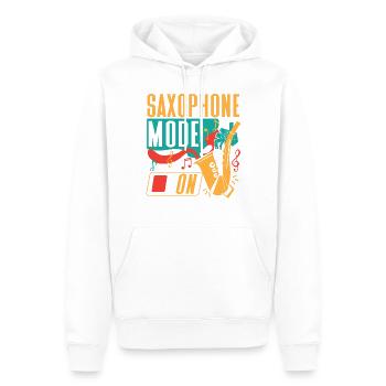 Saxophone Saxophone Mode On - Männer Premium Bio Hoodie - Weiß - Vorne - Nico (187cm)