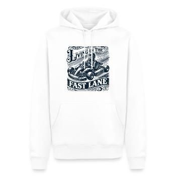 Go-Kart Leben In Der Überholspur - Männer Premium Bio Hoodie - Weiß - Vorne - Nico (187cm)