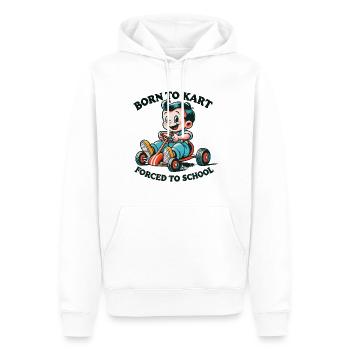 Go-Kart Dessin animé rétro né pour le karting - Sweat à capuche Premium bio Homme - blanc - Devant - Nico (187cm)