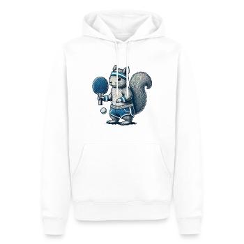 Retro Tischtennis Eichhörnchen Spaß - Männer Premium Bio Hoodie - Weiß - Vorne - Nico (187cm)