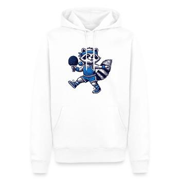 Tennis de table Raton laveur Joueur Art - Sweat à capuche Premium bio Homme - blanc - Devant - Nico (187cm)