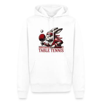 Bunny Vintage Retro Maître du Tennis de Table - Sweat à capuche Premium bio Homme - blanc - Devant - Nico (187cm)