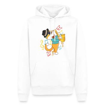 Saxophone Cat Jazz - Sweat à capuche Premium bio Homme - blanc - Devant - Nico (187cm)