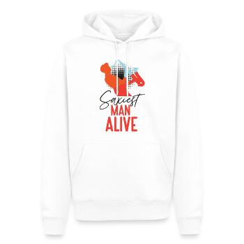 Saxophone Pun Saxiest Man Alive - Männer Premium Bio Hoodie - Weiß - Vorne - Nico (187cm)