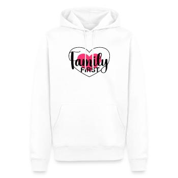 Family First - Herz & Liebe - Männer Premium Bio Hoodie - Weiß - Vorne - Nico (187cm)