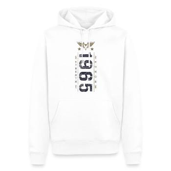 Edition Limitée 1965 Anniversaire Force et Honneur - Sweat à capuche Premium bio Homme - blanc - Devant - Nico (187cm)