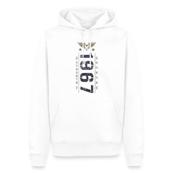 Edition Limitée 1967 Anniversaire Force et Honneur - Sweat à capuche Premium bio Homme - blanc - Devant - Nico (187cm)