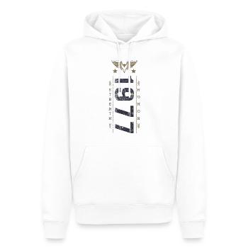 Edition Limitée 1977 Anniversaire Force et Honneur - Sweat à capuche Premium bio Homme - blanc - Devant - Nico (187cm)