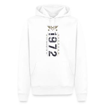 Edition Limitée 1972 Anniversaire Force et Honneur - Sweat à capuche Premium bio Homme - blanc - Devant - Nico (187cm)