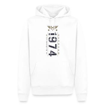 Edition Limitée 1974 Anniversaire Force et Honneur - Sweat à capuche Premium bio Homme - blanc - Devant - Nico (187cm)