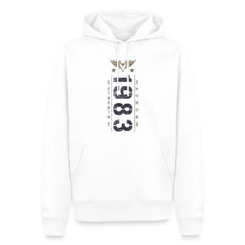 Edition Limitée 1983 Anniversaire Force et Honneur - Sweat à capuche Premium bio Homme - blanc - Devant - Nico (187cm)