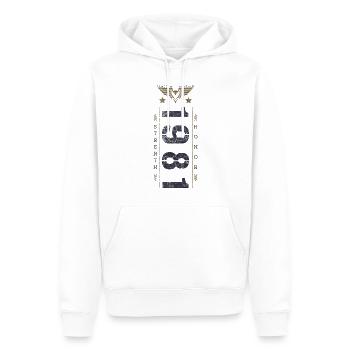 Edition Limitée 1981 Anniversaire Force et Honneur - Sweat à capuche Premium bio Homme - blanc - Devant - Nico (187cm)
