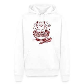 Chat Kawaii Dans Un Bol De Ramen Nouilles Japonaises - Sweat à capuche Premium bio Homme - blanc - Devant - Nico (187cm)