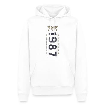 Edition Limitée 1987 Anniversaire Force et Honneur - Sweat à capuche Premium bio Homme - blanc - Devant - Nico (187cm)