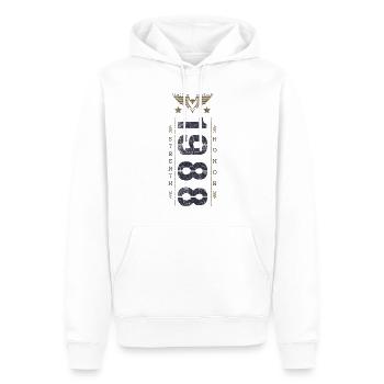 Edition Limitée 1988 Anniversaire Force et Honneur - Sweat à capuche Premium bio Homme - blanc - Devant - Nico (187cm)