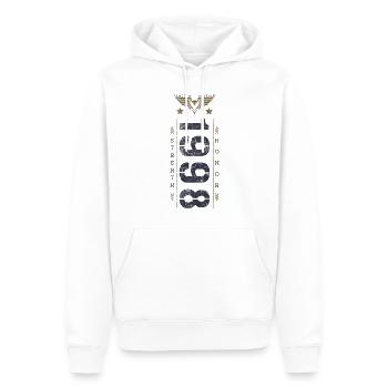 Edition Limitée 1998 Anniversaire Force et Honneur - Sweat à capuche Premium bio Homme - blanc - Devant - Nico (187cm)