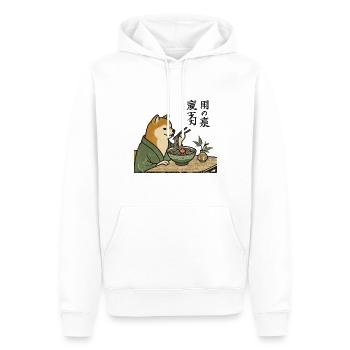 Retro Japan Ukiyo-e Shiba Dog mange des nouilles Ramen - Sweat à capuche Premium bio Homme - blanc - Devant - Nico (187cm)