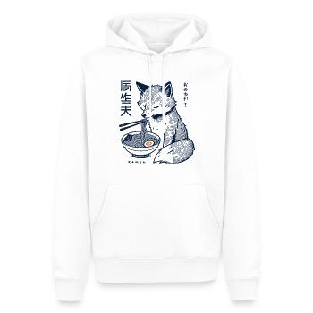 Kitsune Ramen Nudeln Kawaii Retro Ukiyo-e Fuchs - Männer Premium Bio Hoodie - Weiß - Vorne - Nico (187cm)