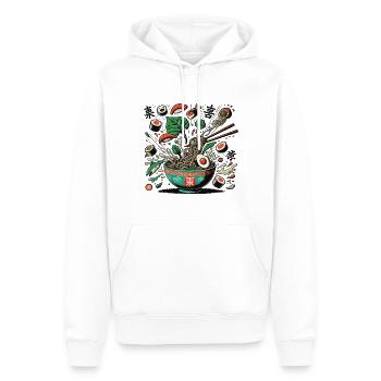 Nouilles Ramen Japonais Streetwear Sushi Art - Sweat à capuche Premium bio Homme - blanc - Devant - Nico (187cm)