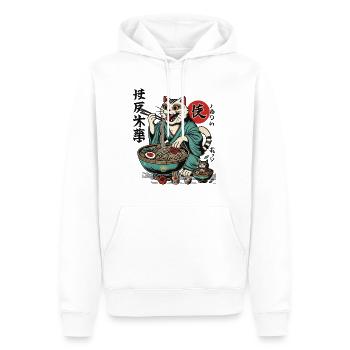 Japanese Retro Ukiyo-E Ramen Noodles Streetwear - Men’s Premium Organic Hoodie - white - Front - Nico (187cm)