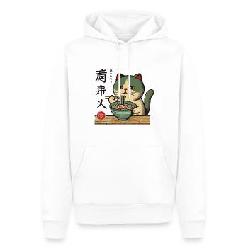 Funny cats in retro ukiyo-e style with ramen - Men’s Premium Organic Hoodie - white - Front - Nico (187cm)