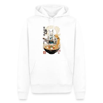 Kitsune Ramen Noodles Kawaii Japan Retro Ukiyo-e - Men’s Premium Organic Hoodie - white - Front - Nico (187cm)