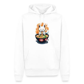 Kitsune Ramen Nudeln Kawaii Retro Ukiyo-e Fuchs - Männer Premium Bio Hoodie - Weiß - Vorne - Nico (187cm)