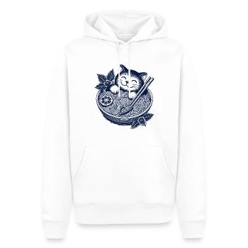 Kawaii Cat Ramen Noodles Streetwear Japonais - Sweat à capuche Premium bio Homme - blanc - Devant - Nico (187cm)