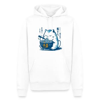 Kawaii Katzen Ramen Nudeln Japan Retro Ukiyo-E - Männer Premium Bio Hoodie - Weiß - Vorne - Nico (187cm)