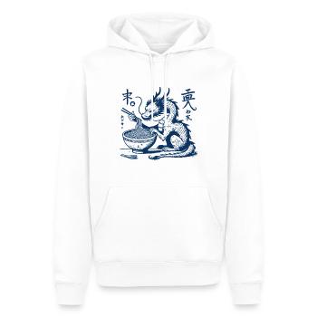 Funny Ukiyo-E Ramen Dragon Streetwear Retro - Men’s Premium Organic Hoodie - white - Front - Nico (187cm)