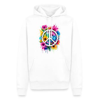 Signe de paix Amour Paix Hippie des années 70 des années 60 - Sweat à capuche Premium bio Homme - blanc - Devant - Nico (187cm)