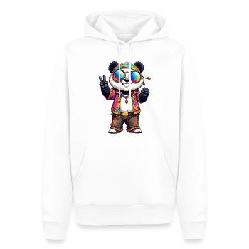 Hippie 70s 1970s 60s Party Panda - Men’s Premium Organic Hoodie - white - Front - Nico (187cm)