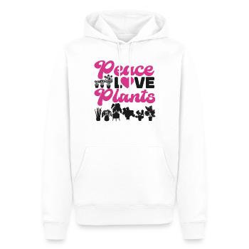 Amoureux des plantes Jardinière Fille Paix - Sweat à capuche Premium bio Homme - blanc - Devant - Nico (187cm)
