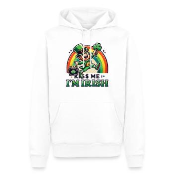 Saint-Patrick Embrasse-moi Je suis Irlandais - Sweat à capuche Premium bio Homme - blanc - Devant - Nico (187cm)