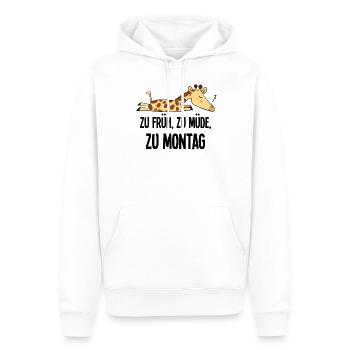 Funny Giraffe Monday Morning Grouch Gift - Men’s Premium Organic Hoodie - white - Front - Nico (187cm)